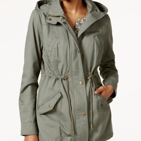 Style & Co. Army Green Full Zip Detachable Hood Utility Jacket - Picture 1 of 14